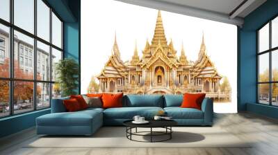 Thai temple isolated on white Wall mural