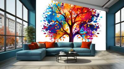 Tree art isolated on white Wall mural