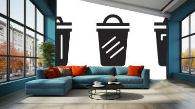 bin icon set vector in black colour Wall mural