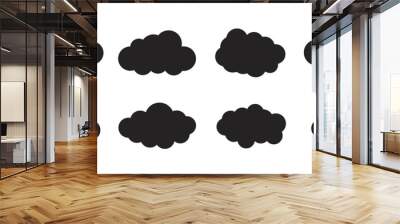 cloud icon set vector in black colour Wall mural