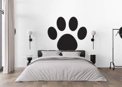 Dog and cat paw prints collection, paw icon set black vector. Wall mural