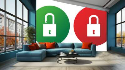 lock logo set vector icon in red and green colour Wall mural