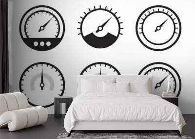 meter icon set vector in black colour Wall mural