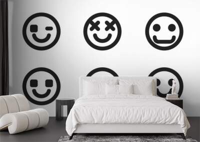 smile emoticon icon on black colour Wall mural