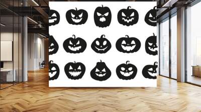 Funny Halloween pumpkin silhouette collection. Vector illustration isolated on a white background Wall mural