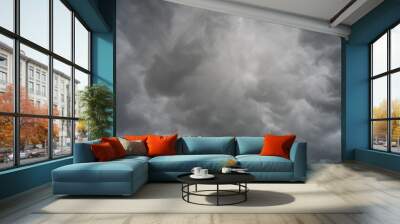 Grey cloudy sky background during rain season. Wall mural