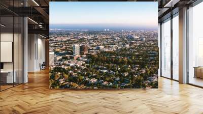 Aerial view of buildings on near Wilshire Blvd in Westwood, Los Angeles, CA Wall mural