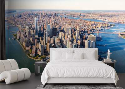 Aerial view of lower Manhattan New York City Wall mural