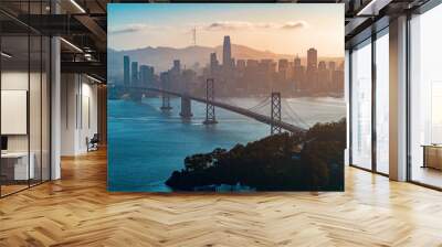 Aerial view of the Bay Bridge in San Francisco, CA Wall mural