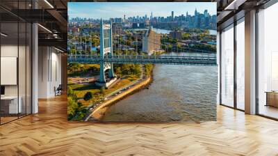 Aerial view of the Triborough Bridge on Randall's Island in New York City Wall mural