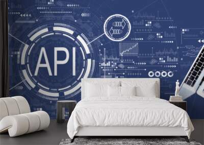 API - application programming interface concept with person using a laptop computer Wall mural