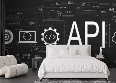 API - application programming interface concept with person using a laptop computer Wall mural