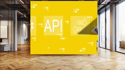 API - application programming interface concept with two people working together Wall mural