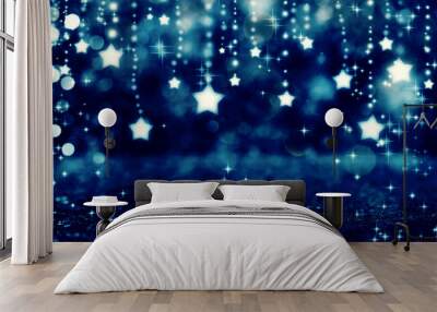 Beautiful shiny stars with abstract light background Wall mural