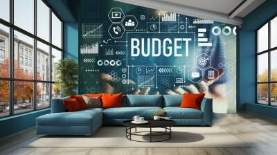 Budget with young man in the night Wall mural