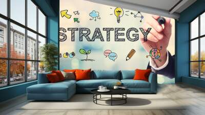 Businessman drawing Strategy concept Wall mural