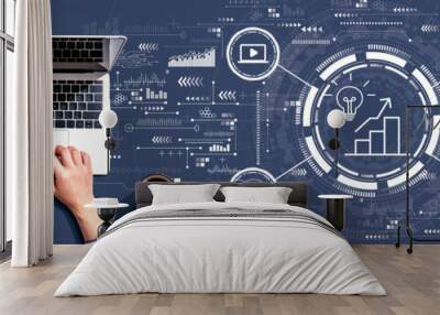 Content marketing concept with person using a laptop computer Wall mural