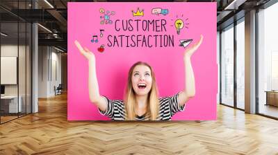 Customer Satisfaction concept with young woman Wall mural