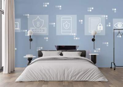 Data Privacy concept with person working with a laptop Wall mural