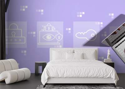 Data Privacy concept with two people working together Wall mural