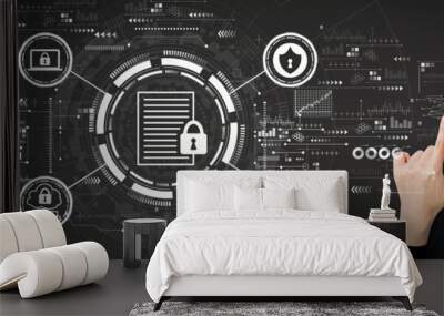 Data protection concept with person using a white smartphone Wall mural