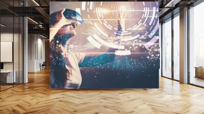 digital target with young woman using a virtual reality headset Wall mural