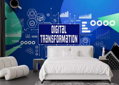 Digital Transformation concept with laptop computer Wall mural