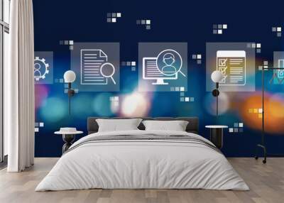 Document management system concept with blurred city lights at night Wall mural