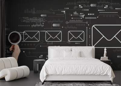 Email concept with person using a laptop computer Wall mural