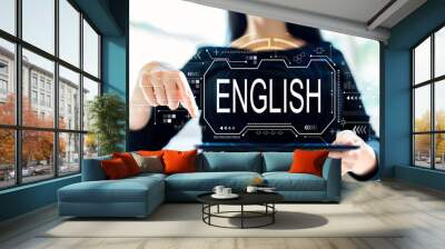 English concept with woman using her tablet Wall mural