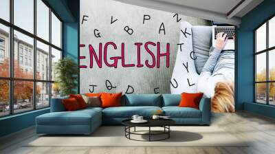 English text with man Wall mural