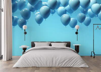 Floating balloons - Celebration and Party theme - 3D render Wall mural