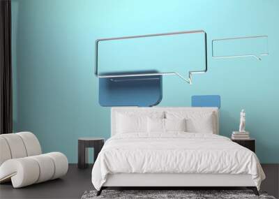 Floating speech bubbles on a colored background - 3D render illustration Wall mural