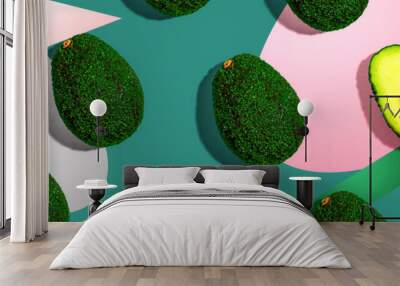 Fresh avocado pattern overhead view - flat lay Wall mural