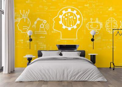 Future technology concept with person working with a laptop Wall mural