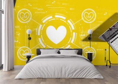 Get more likes concept with two people working together Wall mural