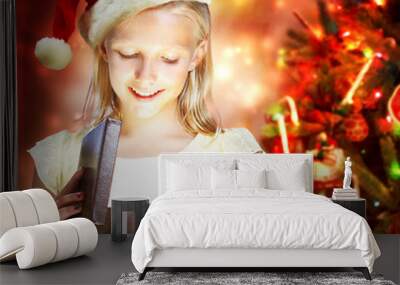 Girl Opening a Gift Box Wall mural