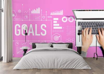 Goals with person using a laptop computer Wall mural