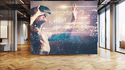 Graph with young woman with VR Wall mural