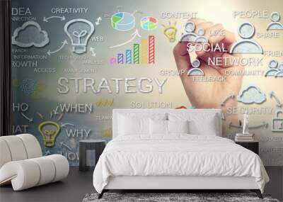 Hand drawing business strategy concepts Wall mural