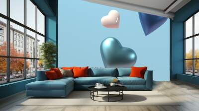 Hearts - Appreciation and love theme - 3D render Wall mural