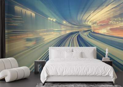 High speed technology concept via a Tokyo monorail Wall mural