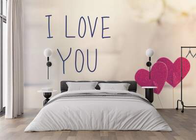 I Love You message with small red hearts Wall mural