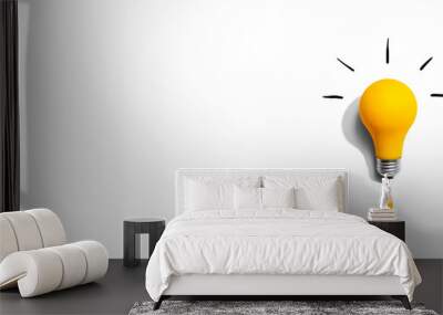 Idea light bulb with a pencil - flat lay Wall mural