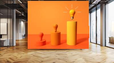 Idea light bulbs on the podiums - 3D Wall mural