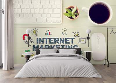 internet marketing concept with workstation Wall mural