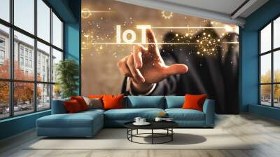 IoT text with businessman Wall mural