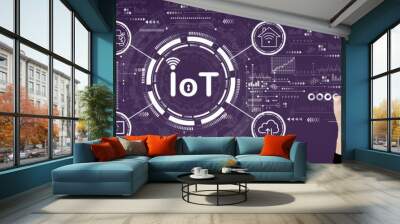 IoT theme with person using a white smartphone Wall mural