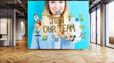 Join Our Team concept with young woman Wall mural