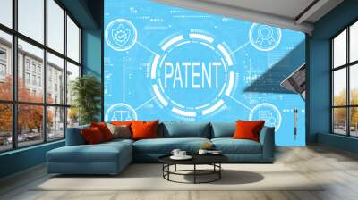 Patent concept with two people working together Wall mural